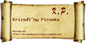 Krizsány Piroska névjegykártya